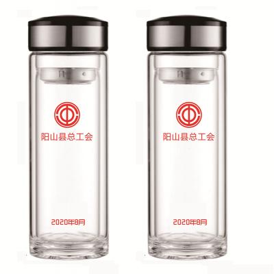 雙層厚底透明玻璃杯商務禮品高硼硅水杯廣告杯批發定制logo